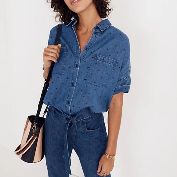 Madewell Tops - Madewell denim dot courier shirt